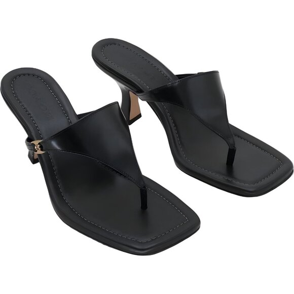Coach Heritage Hardware Kitten Heel Thong Sandal Black US 8.5M EU 39 - Picture 4 of 6